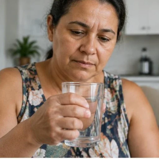 A mão fica fechada, sem força para segurar o copo ou abotoar a roupa.